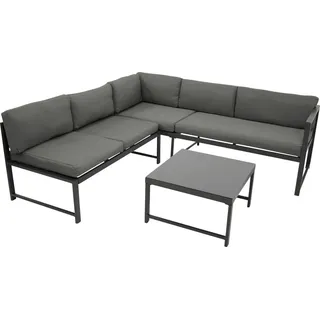 DEGAMO Funktions Lounge Set MONTANA, Aluminium dunkelgrau, Polster grau