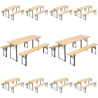 Oviala Business Brasserie-Set Tisch und Bänke aus Holz 180 cm - 10er-Set - Oviala