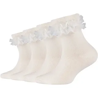 Camano Socken ca-soft (4-Paar) mit romantischem Rüschendesign weiß 23-26