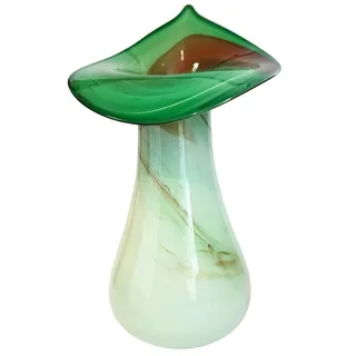Oberstdorfer Glashütte Vase groß bauchig farbige Glasvase Bunte dekorative Blumenvase grün beige weiß marmoriert mundgeblasen Tischdekoration Höhe ca. 35-37 cm