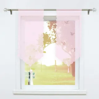SCHOAL Scheibengardine mit Schmetterling-Muster Bistrogardine Voile Küche Gardinen Transparente Panneaux Laserschneiden BxH 40x60cm 1 Stück Rosa