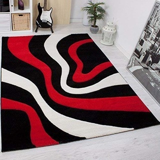 VIMODA Moderne Designer Teppiche Verschiedene Muster Lila Rot Grau Schwarz Weiss 160x230 cm