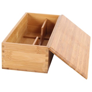 JTBDWOSK Besteckkasten Besteckhalter Ordnungsbox, Japanischer Stil Holz Essstäbchen Aufbewahrungsbox mit Deckel für Küche, Stapelbarer Schubladen Organizer für Besteck Und Küchenutensilien,Beige