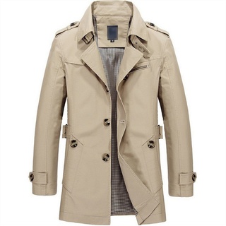 AFAZ New Trading UG 2-in-1-Strickjacke Herren Trenchcoat mantel beige Einreiher Lässiger Langer slim fit L