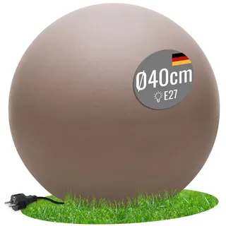 8 seasons LED Kugelleuchte 40 cm Shining Globe (Taupe) Kugellampe für außen | wetterfest IP65, LED austauschbar, E27-Fassung, warmweißes Licht, mit Strom, Leuchtkugel für Garten, Terrasse, Balkon
