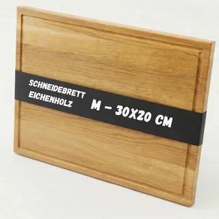 ASTREIN® Schneidebrett Eiche – Massives Holzbrett 30×20 cm – Hochwertiges Küchenbrett aus Eichenholz – Robust, langlebig & messerschonend – Ideal als Schneide‐ & Servierbrett (M | 30x20 cm)