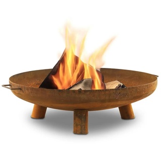 BBQ-Toro Feuerschale Ø 80 cm, Rostoptik, Outdoor Dreibein Feuerstelle für Garten/Terrasse, (4-St), rostbraun, mit Griffen braun