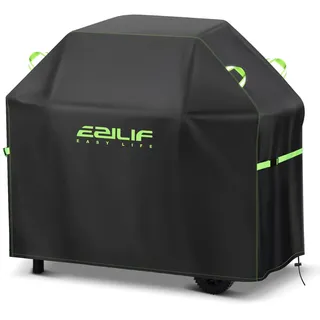 Ezilif Grillabdeckung Wetterfest Grill Abdeckung 420D 132x66x110cm | Grill Abdeckhaube Wasserdicht Reißfest, Grillhaube Gasgrill Abdeckung mit reflektierenden Griffen für Weber/Enders/Char Broil