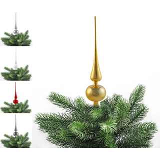 JACK Kunststoff Christbaumspitze Spitze Höhe 28cm, Ø 6cm Weihnachtsbaum Spitze Gold Silber Rot Grau Weiß Glanz, Farbe:Gold