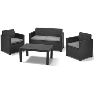 Allibert Lounge-Set Merano 8-tlg. Sessel, Bank, Tisch, Sitzauflagen; Graphit