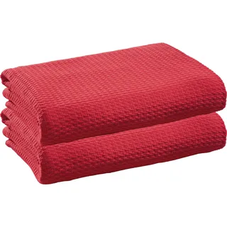 Erwin Müller Sommerdecke Siena im 2er-Pack, Baumwolldecke rot Größe 100x150 cm - luftig-leicht, weiche Qualität, sehr angenehm - 100% Baumwolle