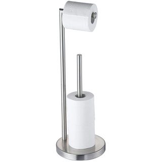 VDN Stainless WC-Rollenhalter stehend - Toilettenpapierhalter und Ersatzölhalter - Edelstahl - Geeignet für 3+1 WC Papierrollen - 2 in 1