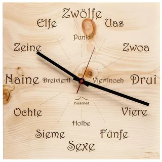 Huamet Wanduhr CH41-A-1605 (Holz Zirbe Dialekt Eckig) braun