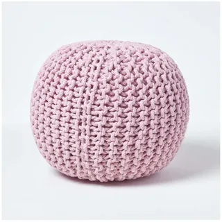 Homescapes Pouf Runder Strickpouf 100% Baumwolle, rosa rosa
