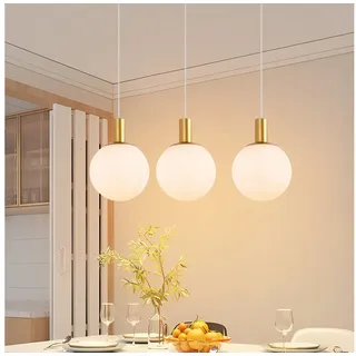 ZMH Pendelleuchte Esszimmer 3/4 Flammig E27 Gold-Weiß Kronleuchter Schlafzimmer Hotel, Höhenverstellbar, ohne Leuchtmittel, 182CM Retro Hängeleuchte für Wohnzimmer weiß
