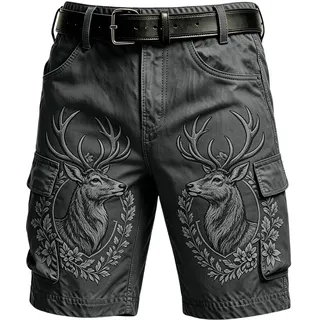 Trachtenhose Herren Kurz Cargohose Mit -Motiv Oktoberfest Outfit Stretch Trachtenhose Tracht Lederhosen Trachtenlederhosen Vintage Kurze Trachten Outfit Cargo Shorts Hosen Männer Herrenkleidung