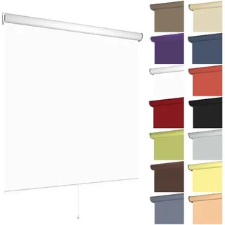 Springrollo Fensterrollo ohne & mit Bohren B92 x H180 cm Stoff Weiß lichtdurchlässig Blickdicht, Klemmfix Schnapprollo Mittelzugrollo Klemmrollo Tageslichtrollo Sonnenschutz für Fenster