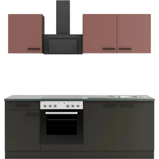 OPTIFIT Küchenzeile Nizza 210 cm Rostrot/Anthrazit