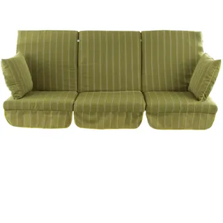 PATIO Hollywoodschaukel Auflage 180 cm Rimini/Venezia 3 Sitzauflagen mit Seitenkissen Volant Gartenbankauflage beige grün Streifen