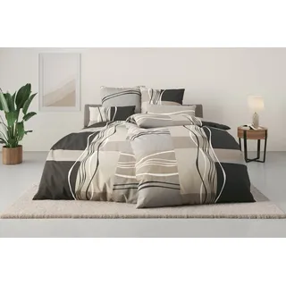 OTTO home Bettwäsche Kelian, Linon, 2 teilig, in verschiedenen Qualitäten, gemusterte Bettwäsche beige|grau