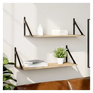 furnicato Wandregal Wandregal-Set 80x25x25,5 cm Sonoma-Eiche aus Holzwerkstoff und Metall, 2-tlg., Feuchtigkeitsbeständige Wandablage mit schwebendem Design im Set braun 80 cm x 25.5 cm x 25 cm
