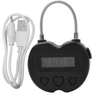 Smart Time Lock, elektronischer Timer, zeitgesteuerte Schlösser, multifunktionales digitales Zeitschloss mit LCD-Display, Reise-elektronischer Timer, USB-Aufladung (schwarz)