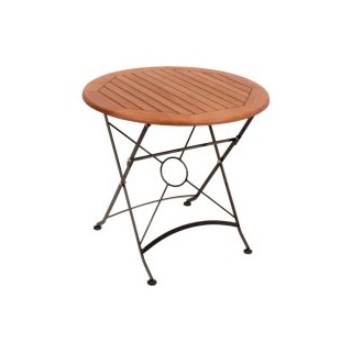 Tisch WIEN, rund, klappbar, Stahl / Eukalyptus Grandis
