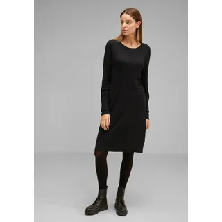 Midikleid STREET ONE Gr. 38, EURO-Größen, schwarz (black) Damen Kleider Freizeitkleider mit Rundhalsausschnitt