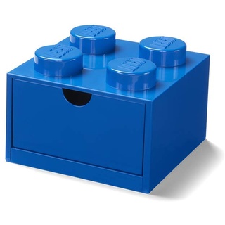 LEGO Schreibtischschublade mit 4 Knöpfen, stapelbar, klein, Blau