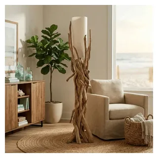 Möbel Bressmer Stehlampe Treibholz Stehlampe VILLA Lampenschirm Natur 180 cm, ohne Leuchtmittel, E27, Nachhaltig beige Ø 20 cm