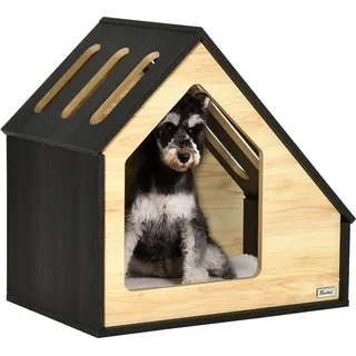 PawHut Hundehütte Indoor mit Kissen 60 x 40 x 59,2 cm Schwarz