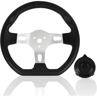 27 cm Kart-Lenkrad – 3 Speichen, Schnellentriegelung, Off-Road-Lenkrad innen mit Löchern für Go-Kart, Strandkart-Ersatzfahrzeug, universell (27 cm – Schwarz)