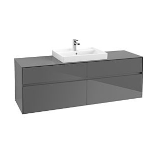 Waschbeckenunterschrank 160 x 55 cm Glossy Grey