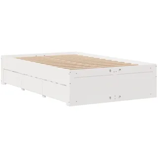 vidaXL Massivholzbett ohne Matratze mit Schubladen Weiß 120x200 cm