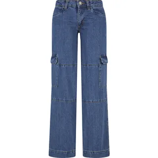 URBAN CLASSICS Ladies Low Waist Cargo Denim - Blau