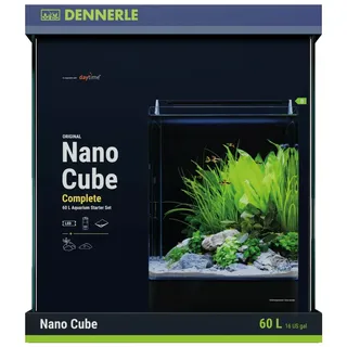 Dennerle Nano Cube Complete, 60 Liter - 38 x 38 x 43 cm - Mini-Aquarium Set mit abgerundeten Ecken