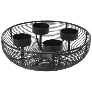 Adventskranz Teelichthalter D:20 cm aus Metall Schwarz - Adventsgesteck, Advent