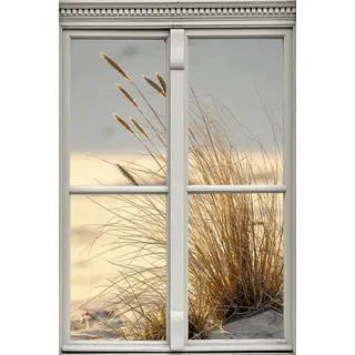 queence Wandsticker Düne, Wandsticker, Wandbild, selbstklebend, 3D, Fenster beige 40 cm x 60 cm x 0,1 cm