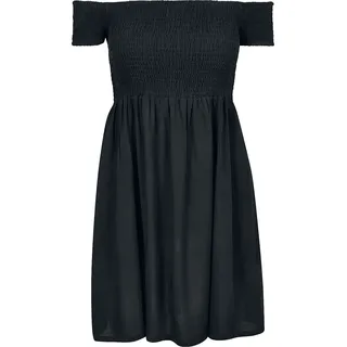 Urban Classics Kurzes Kleid - Ladies Smoked Off Shoulder Dress - XS bis XL - für Damen - Größe XS - schwarz - XS