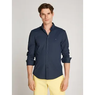 Tommy Hilfiger Businesshemd PERFORMANCE OXF PIQUE PRT SHIRT mit Fischgratmuster blau L