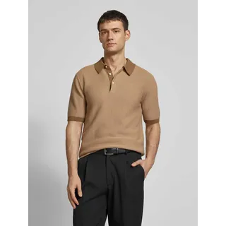 Regular Fit Poloshirt mit Strukturmuster, Beige, M