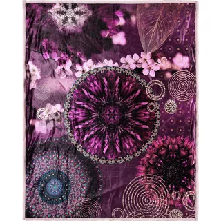 Plaid HIP "Aluna" Wohndecken Gr. B/L: 130 cm x 160 cm, lila (violett) Fleecedecken mit Mandala, Kuscheldecke