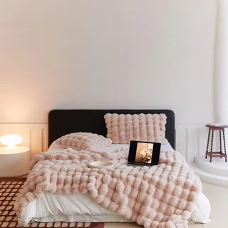 Bubble Fellelimite Kuscheldecke Flauschig Fluffy Blanket Für Bett Sofa (Rosa, 130 * 160cm)