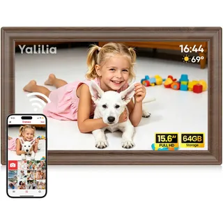 64GB FRAMEO 15,6 Zoll Digitaler Bilderrahmen -1920 * 1080P FHD IPS Touchscreen Digitale Bilderrahmen, Auto Rotation Elektronischer Fotorahmen, Teilen Sie Fotos/Videos Sofort