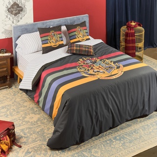 Belum Bettbezug Harry Potter, Bettbezug mit Knöpfen 100% Baumwolle, Modell Hogwarts Black für 180 cm Bett (260 x 240 cm)