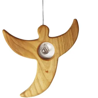 Fensterdeko aus Holz zum Aufhängen Engel mit Kristall Weihnachtsdeko mit Bleikristall
