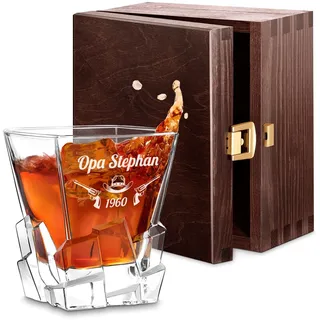 Maverton Whisky Glas mit Gravur - Whiskey glass 250 ml - Geburtstagsgeschenk für Männer - personalisiertes Whisky Geschenk - personalisierte Geschenke für Männer - Höhe: 10 cm