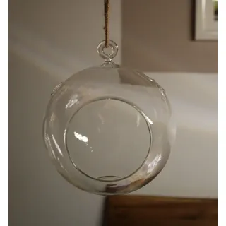 Hängende Glaskugel, Durchm. 15 cm, Fensterdeko Glaskugel z.Bepflanzen o. Dekor.