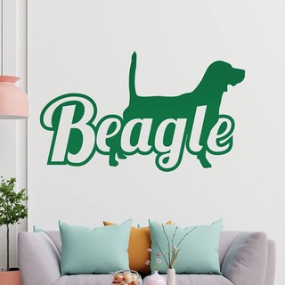 KIWISTAR Beagle mit Name Silhouette Schrift Wandtattoo in 6 Größen - Wandaufkleber Wall Sticker - Dekoration, Küche, Wohnzimmer, Schlafzimmer, Badezimmer