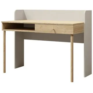 Deine Möbel 24 Schreibtisch YOGI 11 Kinderschreibtisch Sideboard 124 cm breit (inkl. 3 Schubladen, 2-St., Set), Kinderzimmer Jugendzimmer Graubeige Geölte Eiche Eukalyptus Koralle beige|grau|grün
